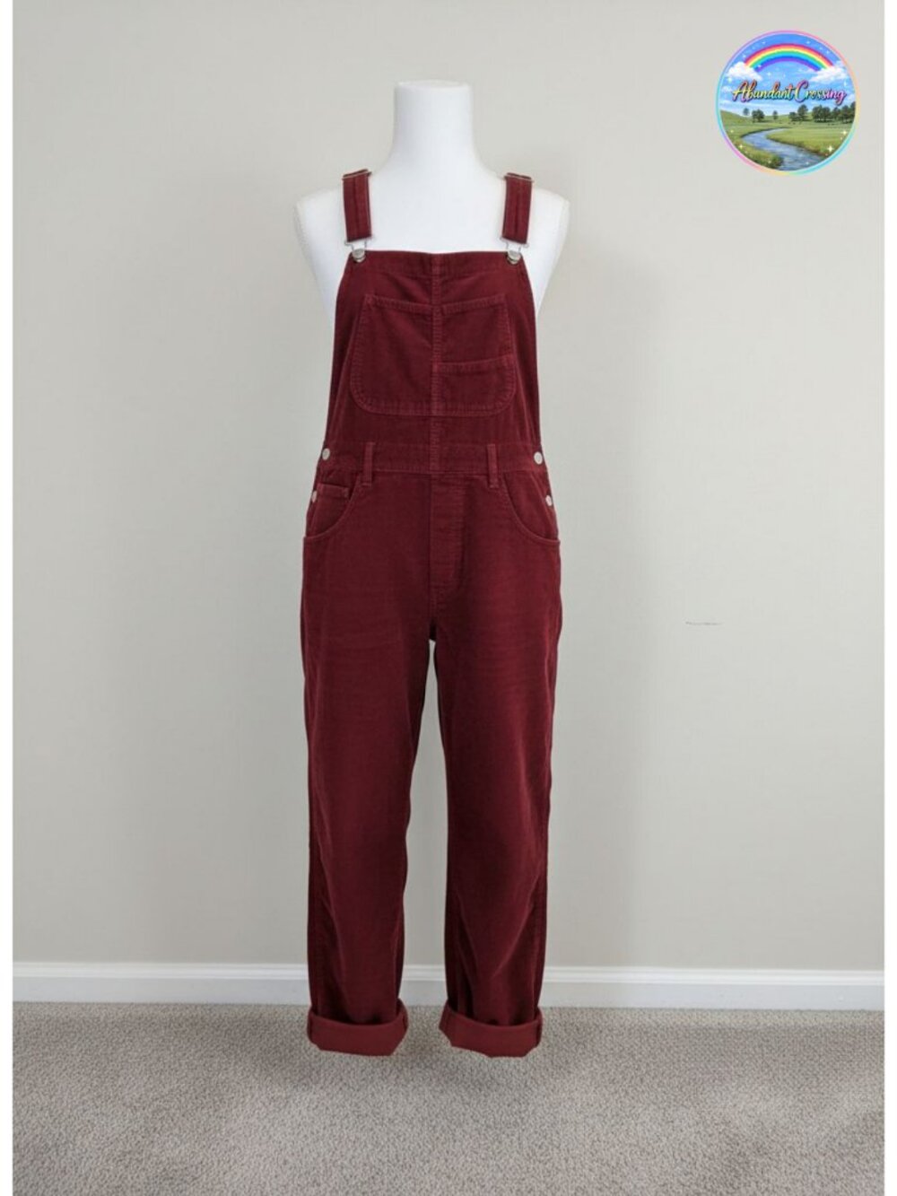 Corduroy Overalls Adjustable Strap Loose Bib Pocket